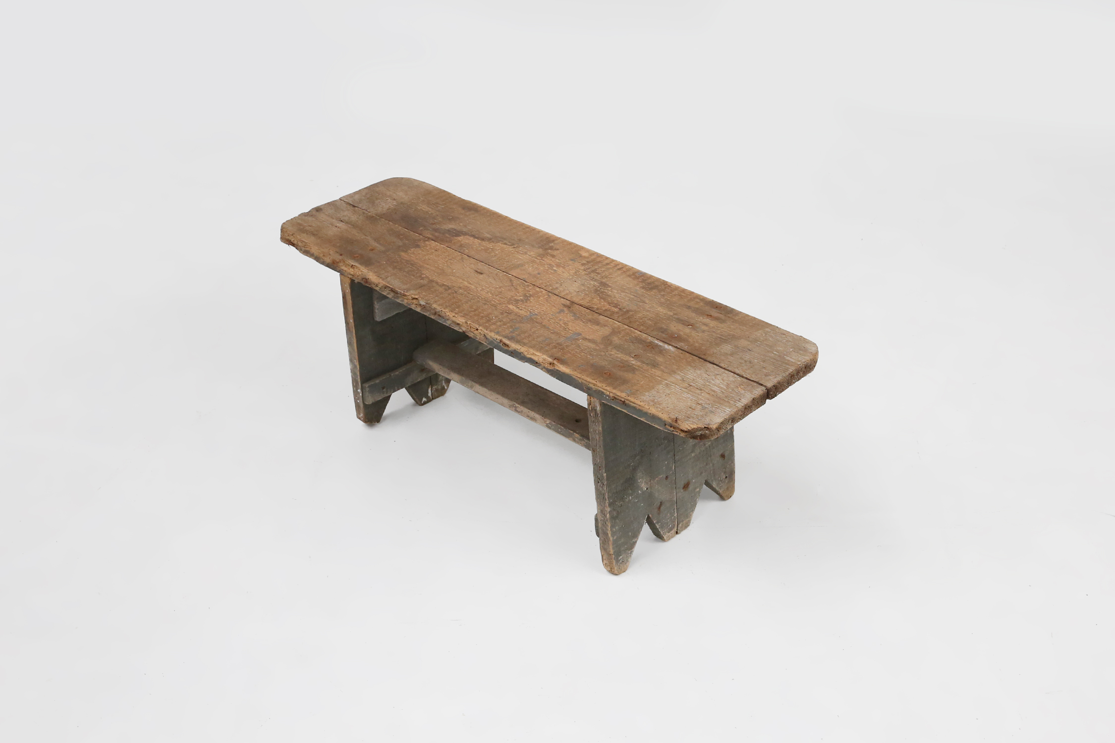 Unusual and charming grey wooden bench, France ca 1890thumbnail